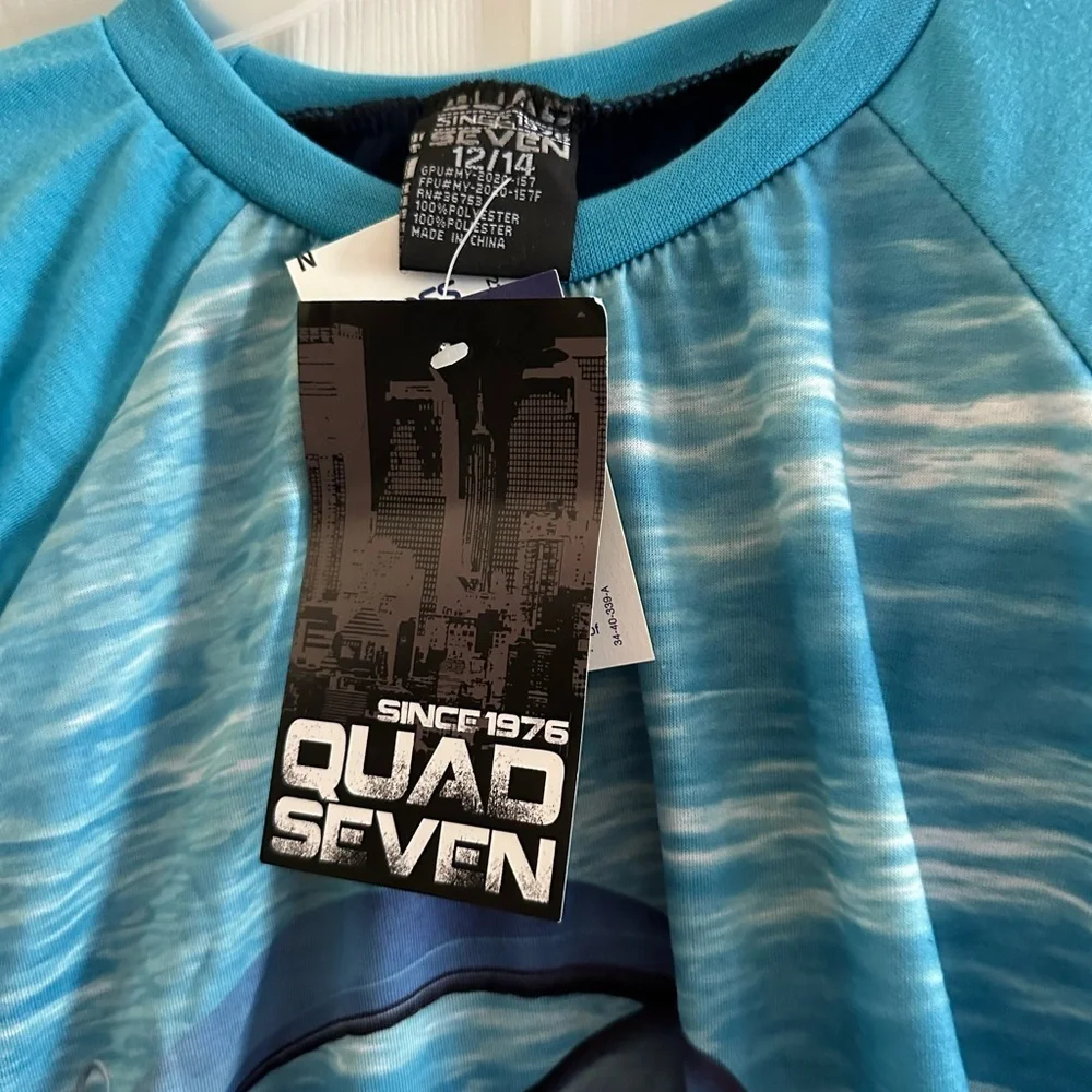 Quad Seven Shark Graphic 2pc Pajama Set NWT Boys Size 12/14